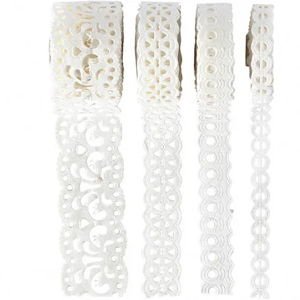 Paper border, white, W: 8-23 mm, 2 m/ 4 pcs.