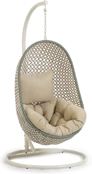 Cira, Outdoor hanging chair with stand, green, H197x105x105 cm