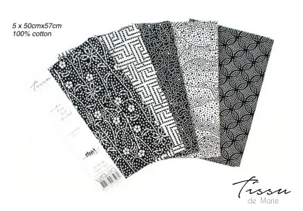 Tissu de Marie Fat Quarter Neutral Flower 50x57cm - 5 pcs