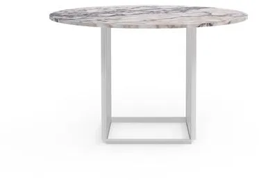 New Works Florence Dining Table Ø120 White Viola Marble with White Frame